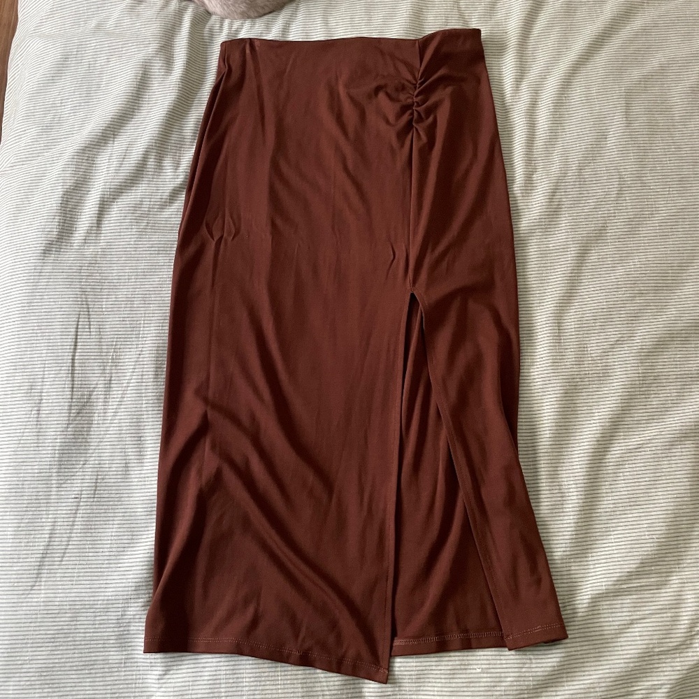 Charlotte Avery - Brown Skirt with Slit
